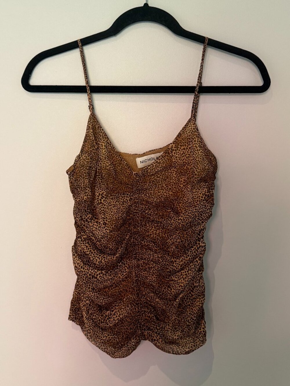 NICHOLAS Leopard Print Ruched Camisole Top Size